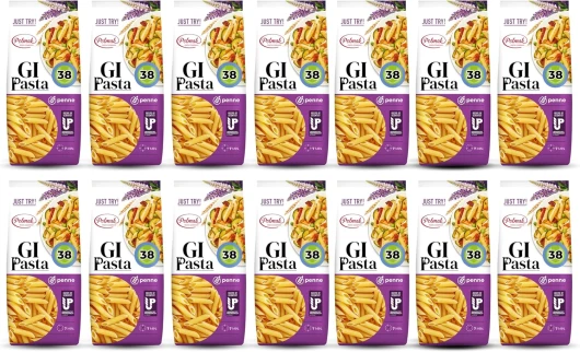 Pâtes Penne pour les diabétiques et à faible teneur en glucides - Nouilles protéinées - Faible échange de glucides - Indice glycémique 38 (paquet de 14) Penne 250 g (Lot de 14)