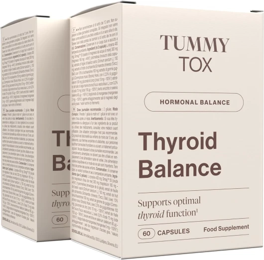 Thyroide Balance, Magnésium, L-tyrosine, Iode, Sélénium, Basilic Sacré, Schisandra, Zinc, Manganèse et Guggul - 120 Gélules, Tummy Tox