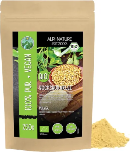 Fenugrec en Poudre BIO 250g, Graines de Fenugrec Moulues, Poudre de Méthi Moulue