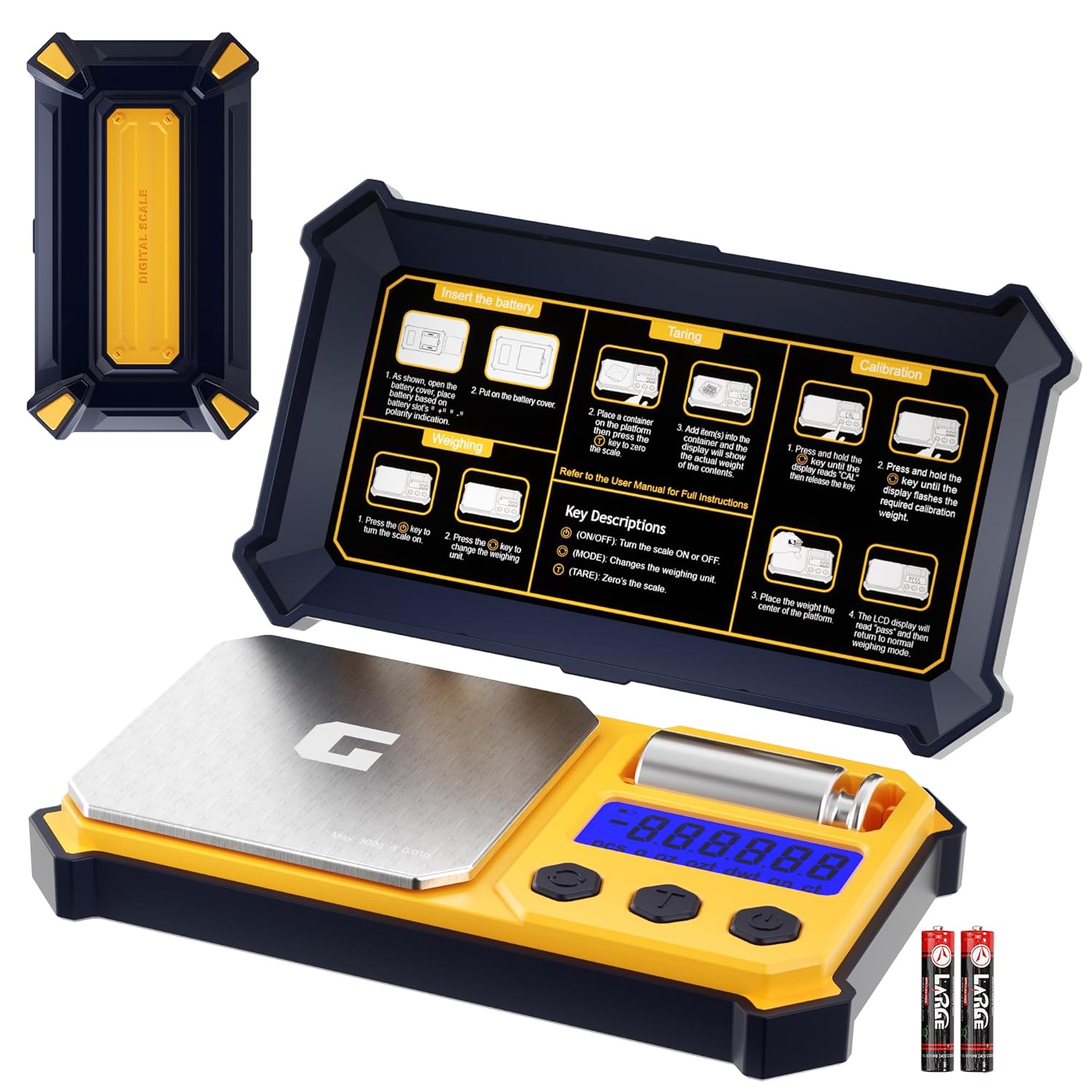 GRAM PRES Balance numérique de poche 300g x 0.01g, petite balance portable de précision, poids numérique en grammes et en onces pour les bijoux, les poudres et les médicaments, avec poids de 50g