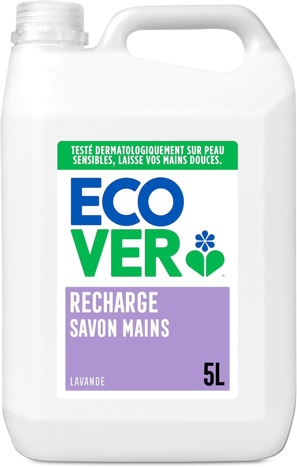 Savon Liquide pour les Mains, Formule Douce Spéciale Peaux Sensibles, Parfum Lavande & Aloe Vera, Recharge de 5 Litres Lavande 1 unité (Lot de 1)