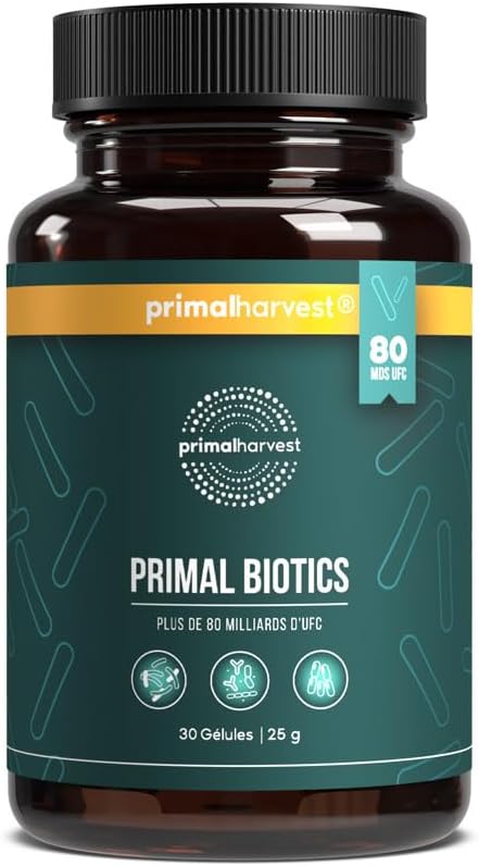 Probiotiques Primal Harvest - 30 Capsules Pour une flore intestinale saine - 15 souches de probiotique flore intestinale dynamiques pour la santé digestive - Original
