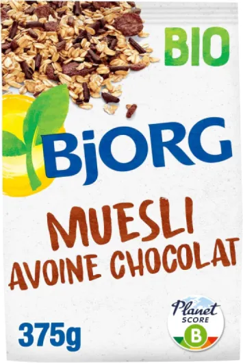 Muesli Avoine Chocolat Bio - Muesli Croustillant aux Céréales Complètes - Sachet 375 g Avoine Chocolat - 375 g