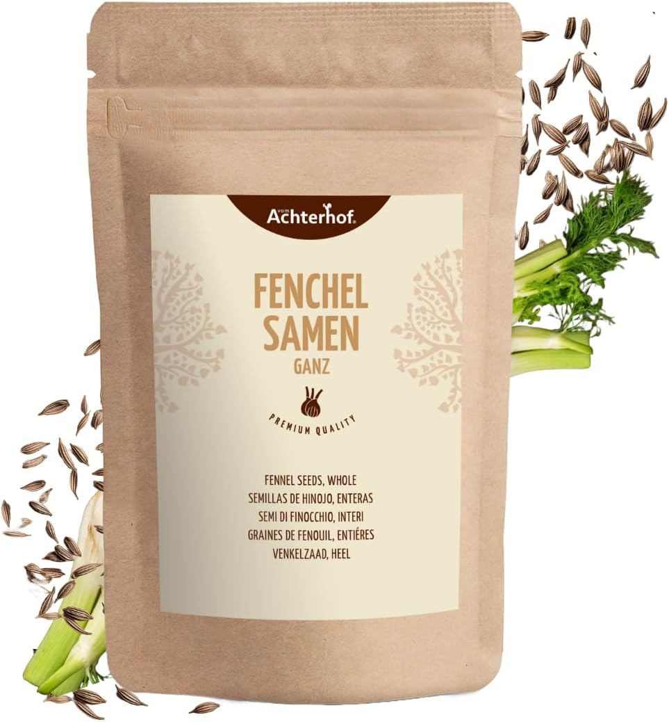 Graines de fenouil entières 1000g - infusion de fenouil - goût doux et sucré - idéal pour la préparation de plats de pâtes, de soufflés & d'infusions réchauffantes - vom Achterhof