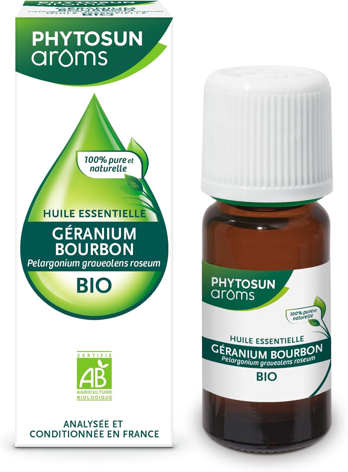 Phytosun Arôms - Huile Essentielle Géranium Bourbon Bio 100% Pure et Naturelle - 10 ml