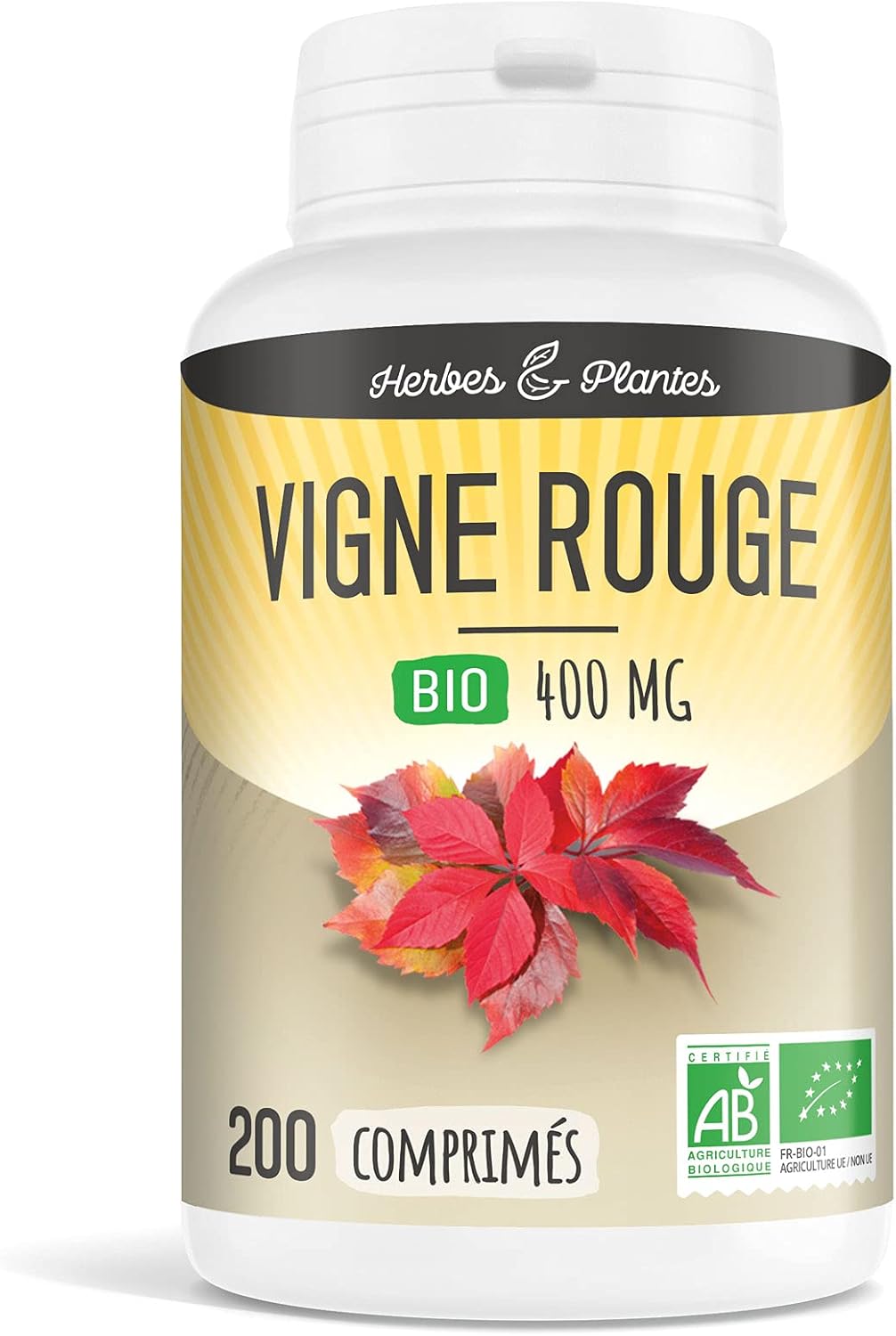 Herbes Et Plantes Vigne Rouge Bio 200 Comprimés 400 mg Unique