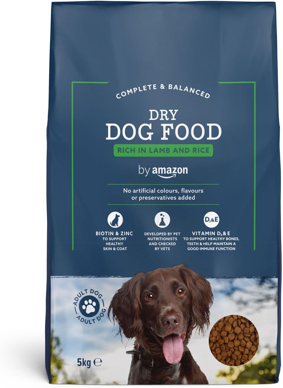 Croquettes complètes pour chien adulte riche en agneau et riz, 5kg, lot de 1 Agneau et riz 5 kg (Lot de 1)