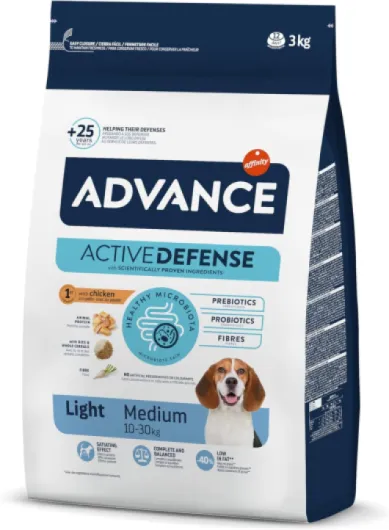 Medium Adult Light - Croquettes pour Chiens Adultes de Race Moyenne à faible teneur en matières grasses avec du Poulet - 3kg 333.33 g (Lot de 9)