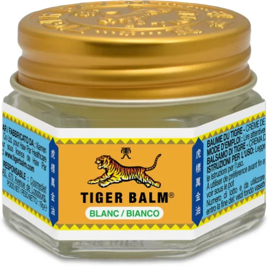 BAUME DU TIGRE Blanc - Baume à effet froid - Parfum mentholé - Pour sportifs, après l'effort ou en massage de la poitrine ou des tempes - En massage, pour se relaxer - 19 g Blanc 19 g (Lot de 1)