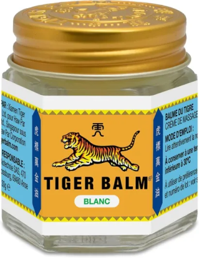 BAUME DU TIGRE Blanc - Baume à effet froid - Parfum mentholé - Pour sportifs, après l'effort ou en massage de la poitrine ou des tempes - En massage, pour se relaxer - 30 g