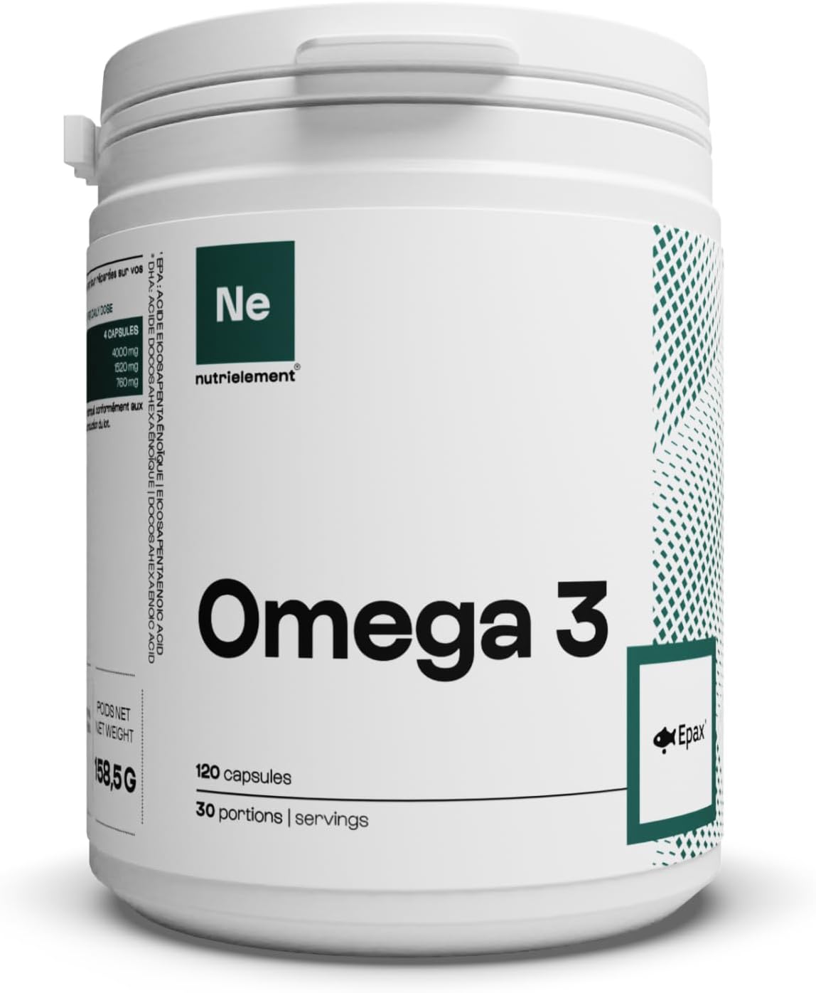 Nutrielement - Oméga 3 Epax® 4000mg - 120 capsules - Equilibre EPA 1520mg & DHA 760mg - Huile de Poisson Sauvage - Pêche durable - Indice d'oxydation ultra faible - By Nutrimuscle 120 unité (Lot de 1)
