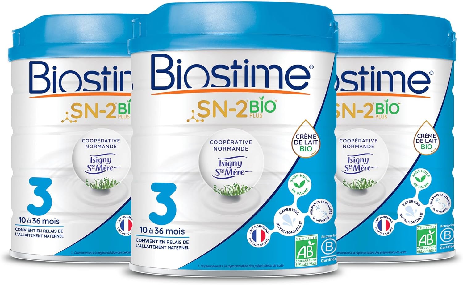 SN-2 Bio Plus Laits Infantiles Bio 3ème âge en poudre de 10 à 36 Mois 800 G - Lot De 3 10 à 36 mois (800g)