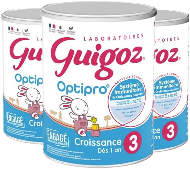 GUIGOZ OPTIPRO 3 Lait de croissance en poudre de 1 à 3 ans - 830g - Lot de 3 2.49 kg (Lot de 1)