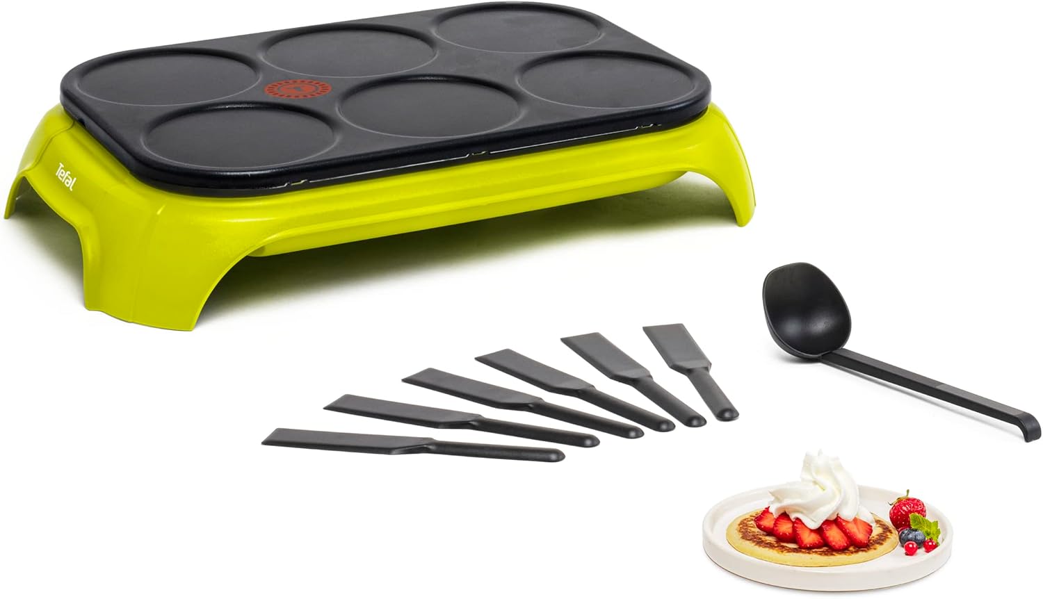 Crêpière électrique, 1000 W, Surface Antiadhésive, Fonction Thermospot, Crêpes, Pancakes, Fabriqué En France, Crep'Party Colormania PY559312 6 crèpes