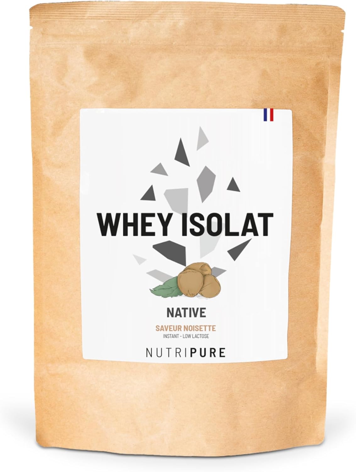 Whey Isolate Native en Poudre - Complément Alimentaire à base de Protéines de Lait - Développement Musculaire & Musculation - 85% Protéines, 19% BCAA, 40% EAA - Noisette - 750 gr - France Noisette 750 gr
