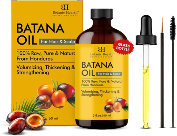 Botanic Hearth Huile de Batana 100 % pure pour la croissance des cheveux - Infusée avec de l'huile de Batana Kemel - L'huile capillaire répare les cheveux secs et abîmés, renforce, plus sains batana 2 fl oz