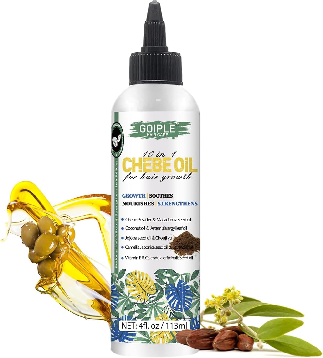 Huile Capillaire Naturelle Chebe 4 Fl Oz Pour La Croissance Des Cheveux Huile De Chebe Hydratante Pour Le Cuir Chevelu, Poudre De Chebe Africaine Pour Une Croissance Des Cheveux Plus Forte