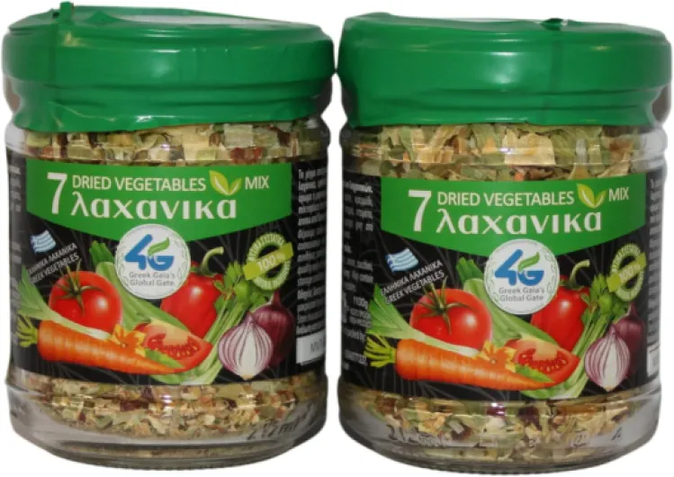 4G – Mélange Grec de 7 Légumes Séchés, 100% Naturel, Idéal pour Soupes, Sauces & Bouillons – Pack 2×70g (140g) 7 Mélange de légumes
