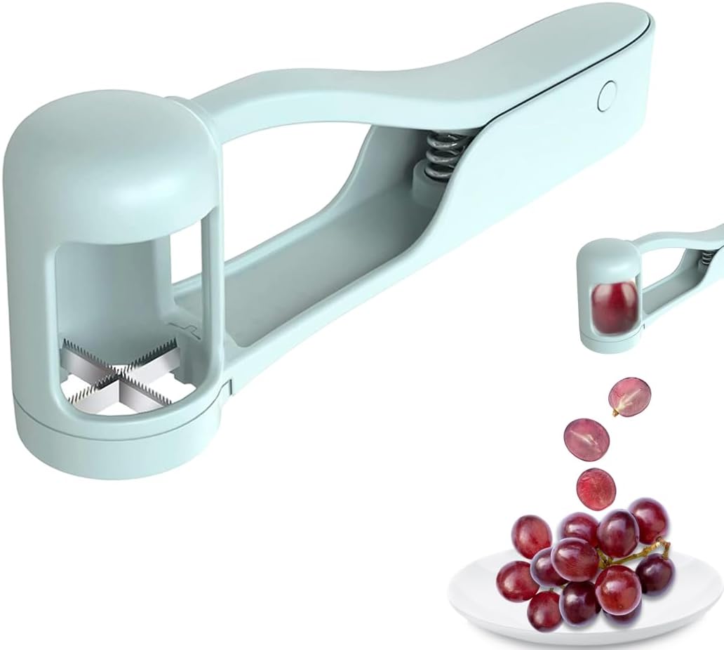 1 Pièce Coupe-Raisin,Séparateur de Fruits, Coupe Fruits en Lamelle-Petits Bébé,Gadget de Cuisine,Pour Couper Tomates, Raisins, Cerises,Accessoires de Cuisine(Bleu Clair)