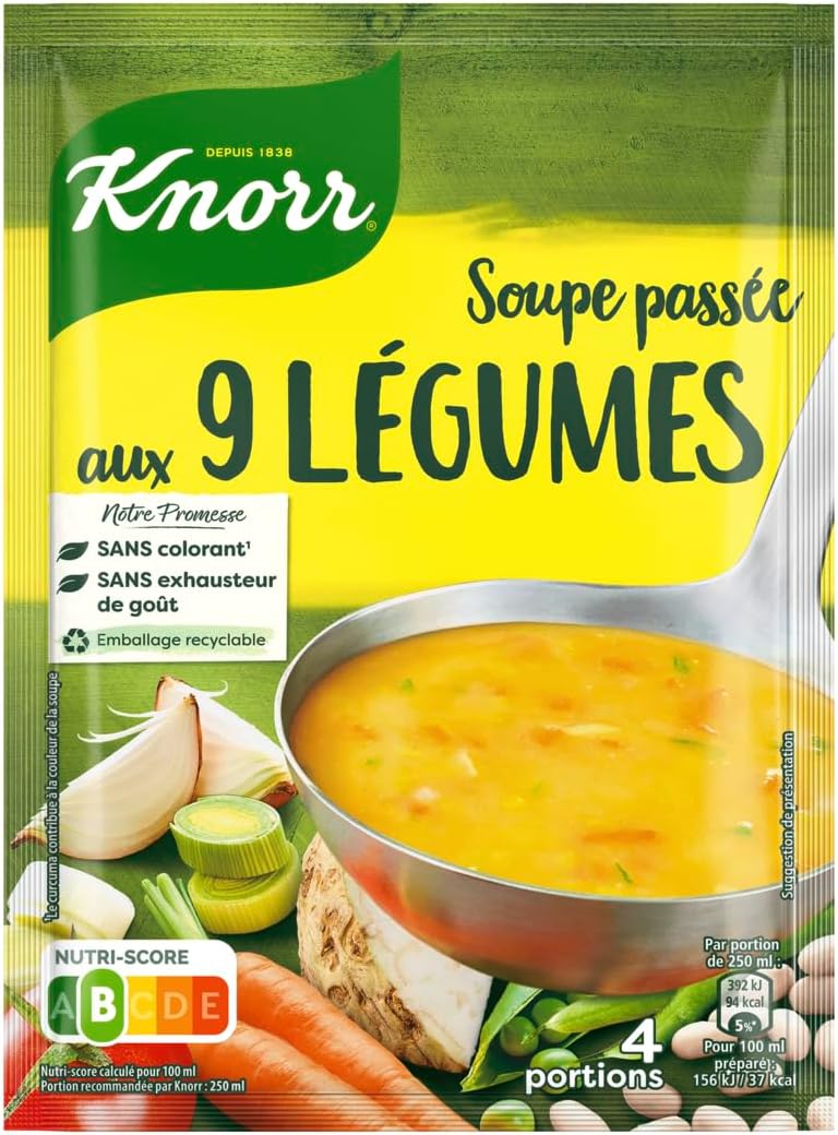 Soupe Déshydratée aux 9 Légumes, Potage Savoureux, Format pratique - 105g Légume 105 g (Lot de 1)