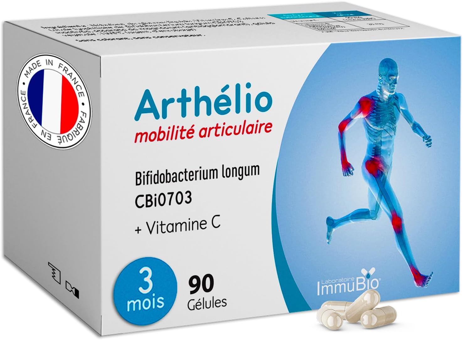 Arthélio - Complément Alimentaire Arthrose & Articulations - Multivitamines - Vitamine C Collagène, Zinc & Bifidobacterium longum - Soutient la Mobilité & Soulage les Douleurs - 90 Gélules - Fabriqué