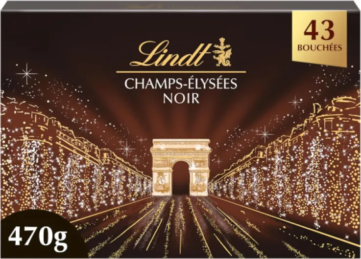 Boîte CHAMPS-ÉLYSÉES Noir - Assortiment de Chocolats Noirs - Pralinés, Croustillants et Onctueux -Idéal pour Noël, 470g Noir (Moyen) 470g