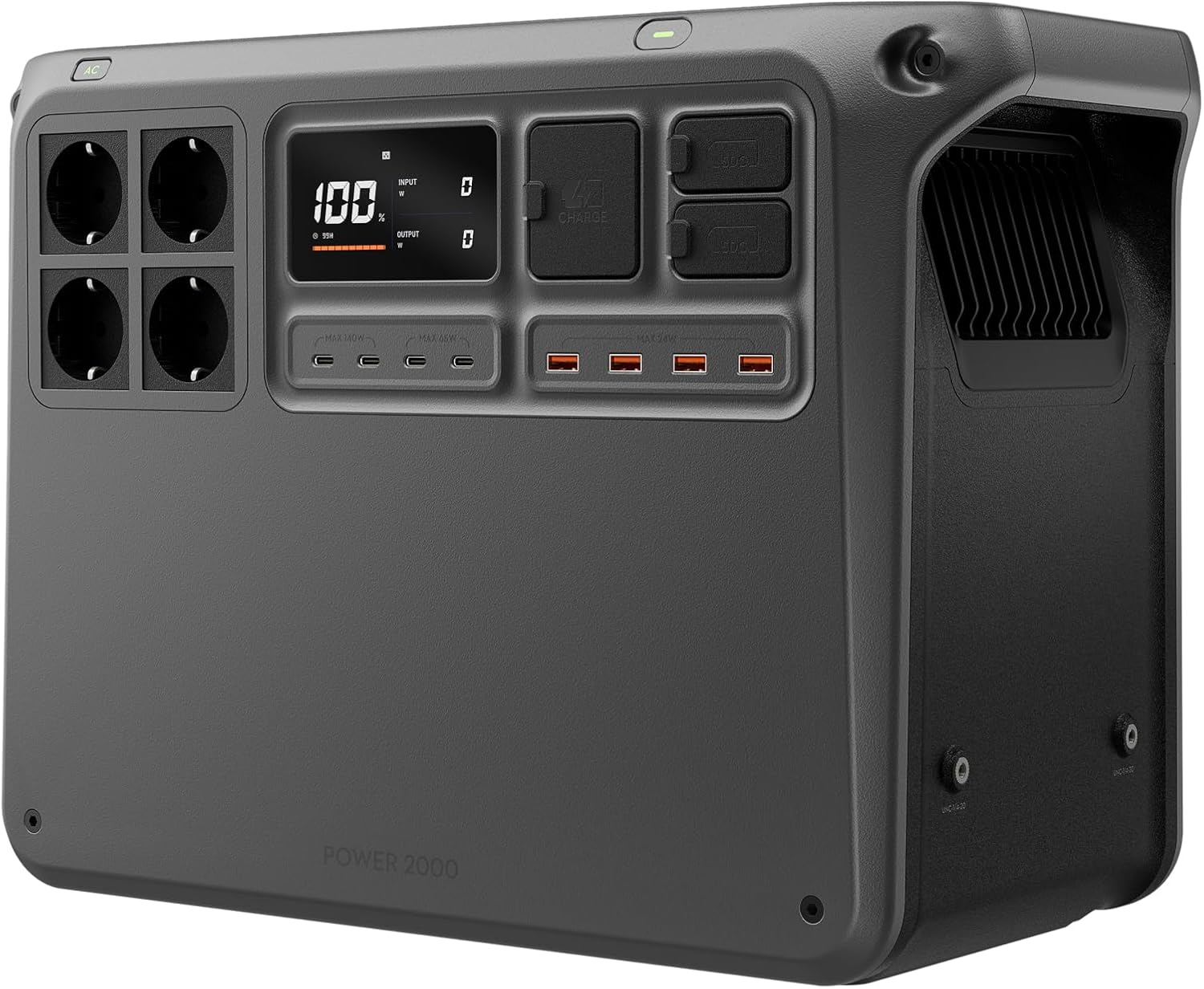Power 2000, station électrique portable 2 048 Wh (Batterie LFP), format compact, sortie stable de 3 000 W, recharge de 0–80% en 45 min, générateur électrique portable pour maison & camping