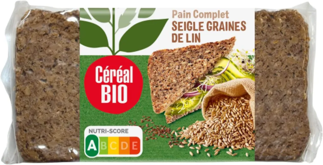 Pain Complet Seigle Avoine Lin Bio – Riche en Fibres, Oméga-3 et Céréales Complètes – Idéal Petit-Déjeuner Équilibré ou Toasts Végétariens – 500g (7 tranches) 500 g (Lot de 7) Flocons d'Avoine - Graines de Lin