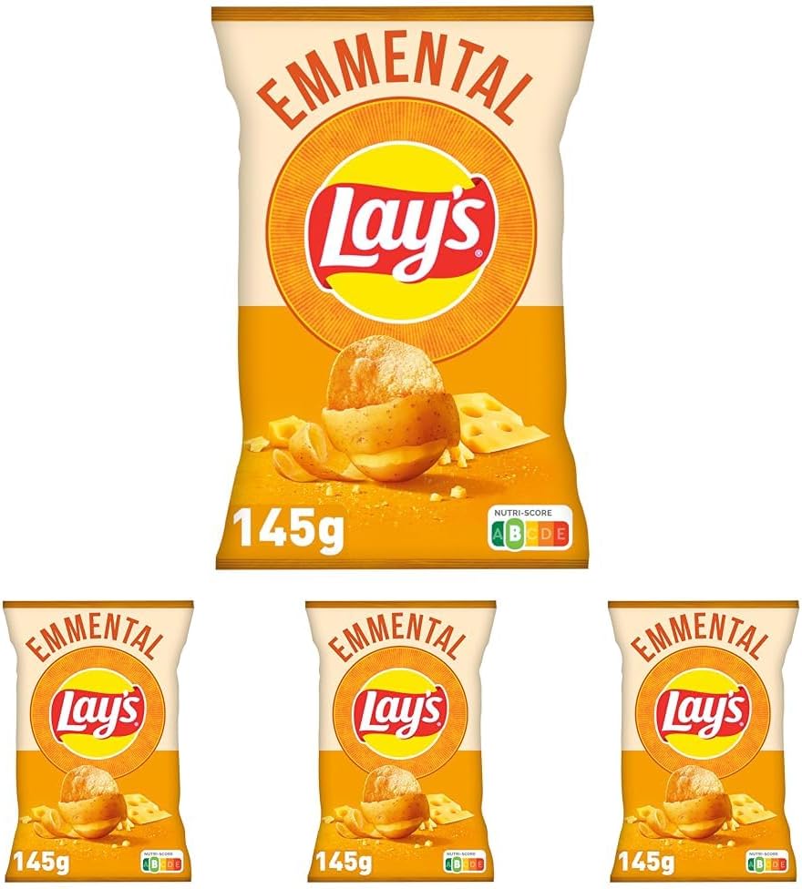 Lay's Saveur Fromage 145 g (Lot de 4) Emmental 145 g (Lot de 4)