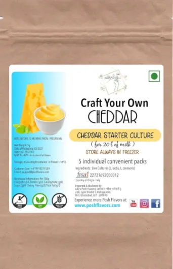 Flavors Cheddar Cheese Starter Culture - 5 sachets pratiques - Sans OGM - Sans gluten - Instructions détaillées incluses - présure non incluse