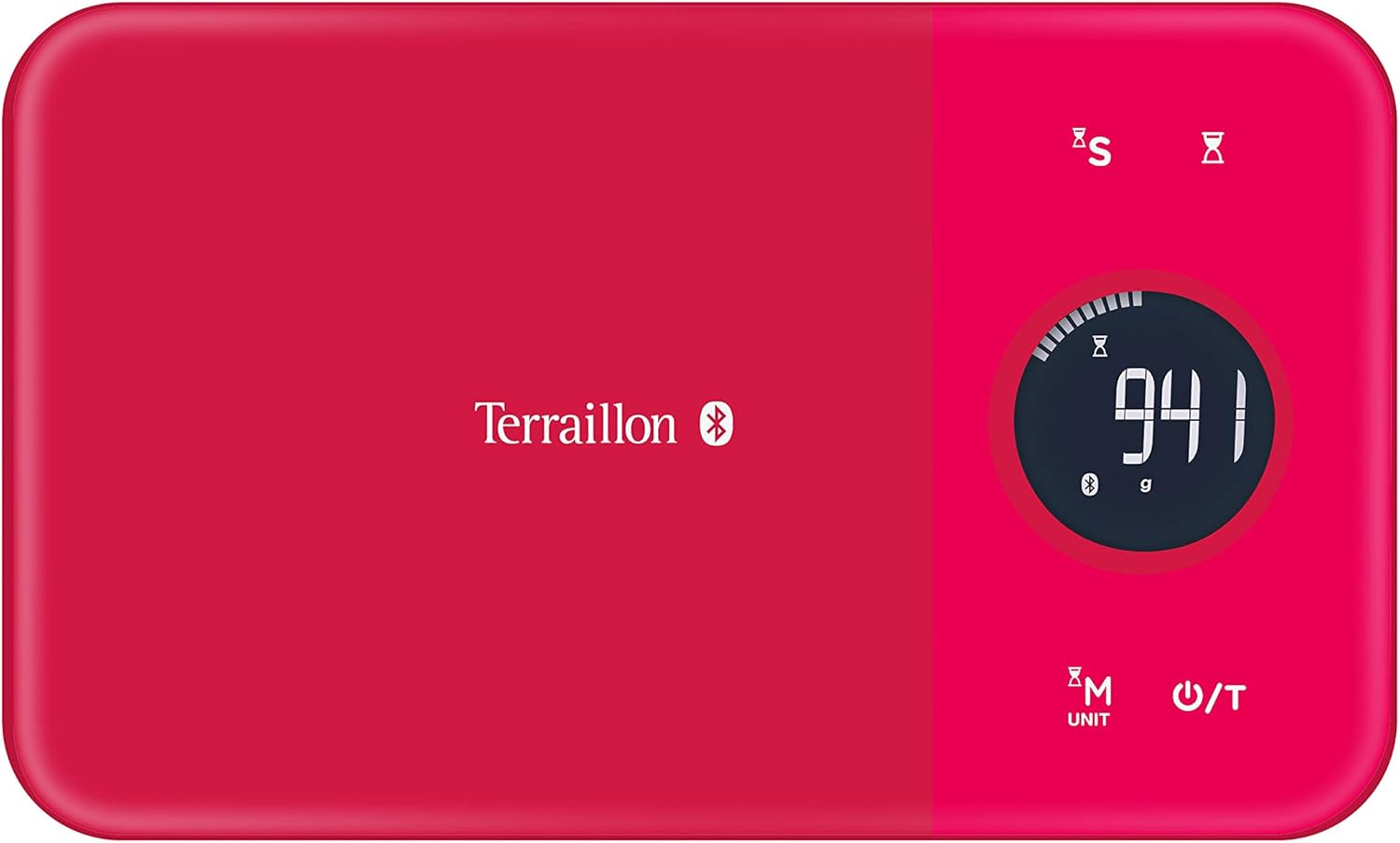 NUTRITAB - Blance de cuisine connecté Bluetooth, Application MyHealth, Plateau verre, Capacité 5 kg, Graduation 1 g, Scan des code-barres, analyse de l'apport nutritionnel, Rouge Rouge Cranberry