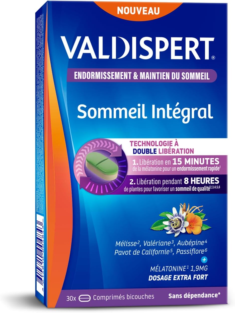 Sommeil Intégral - Endormissement & Maintien Du Sommeil - Complément Alimentaire À La Mélatonine et Plantes - Dosage Extra Fort 1,9mg - Sans Dépendance - 30 Comprimés - 30 nuits