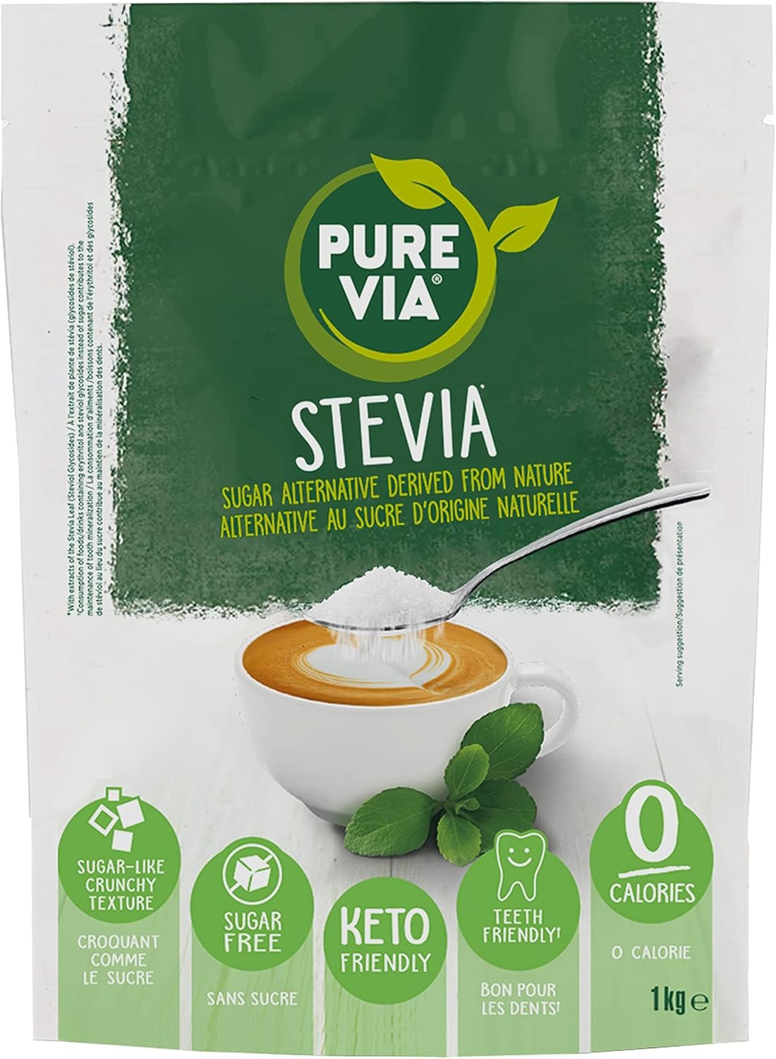 Poudre Cristallisée, Alternative au Sucre d’Origine Naturelle - Stévia, Zéro Sucre, 1 x 1Kg Unique