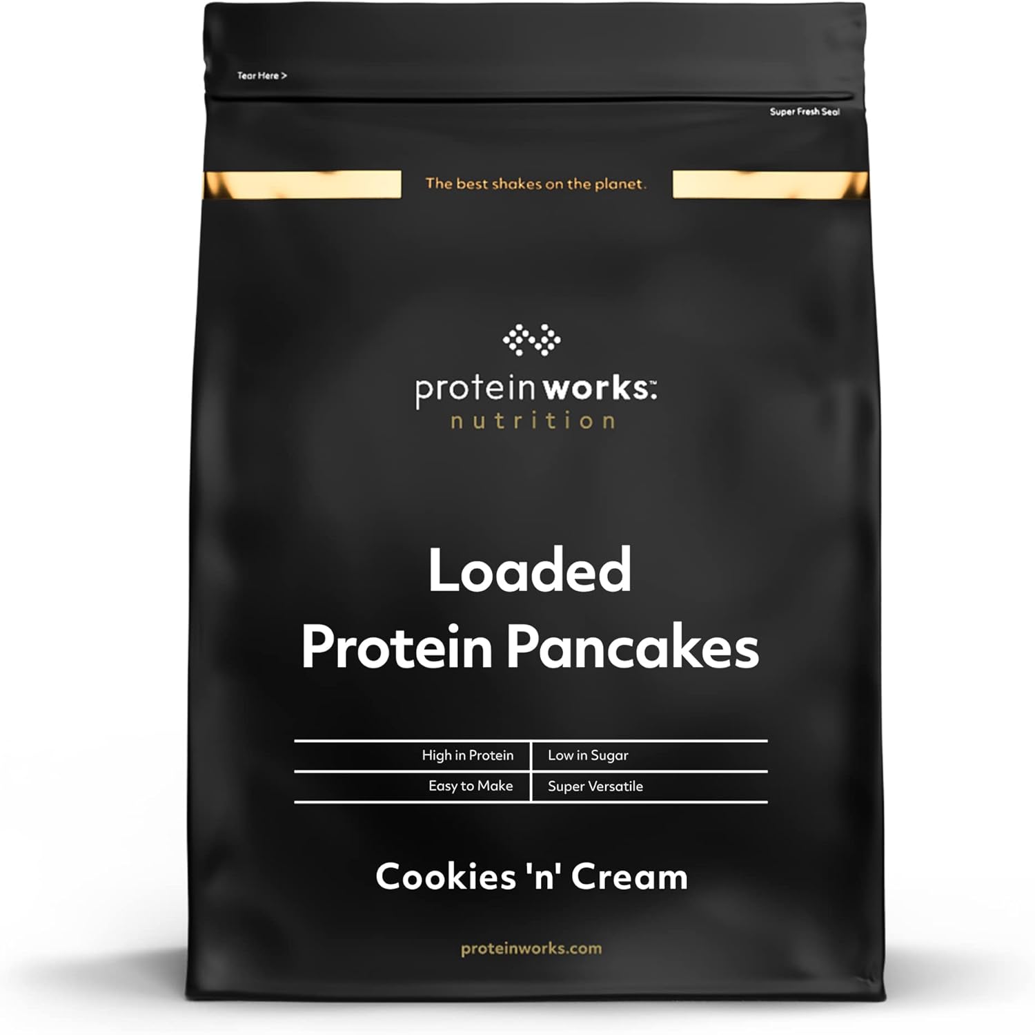 Loaded Pancakes Protéinés - Petit déjeuner riche en protéines - Encas à faible teneur en sucre - Facile et rapide à préparer - Cookies Crème - Protein Works - 1kg Cookies Crème 1 kg (Lot de 1)