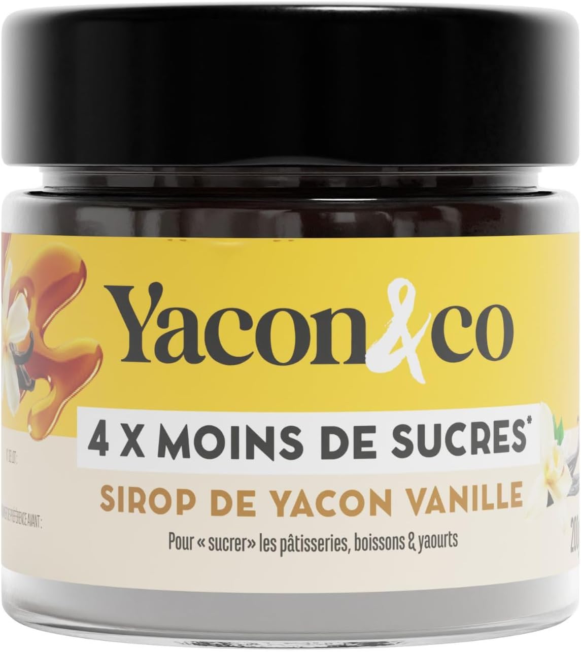Yacon&Co Sirop Yacon Vanille, Sucrant Naturel, Prebiotique, Sante Digestive, Alternative sucre, Vegan keto faible ig miel texture immunite microbiote intestinal