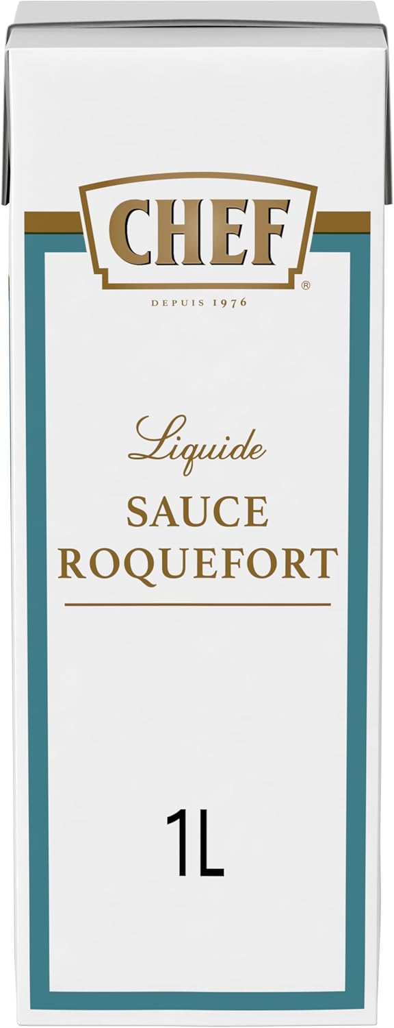 Sauce Roquefort Liquide - Prête-à-l'Emploi - Sauce Crémeuse et Onctueuse - 13,3% de Roquefort - Gain de Temps - Aide Culinaire, Fonds, Fumet - Brique de 1L