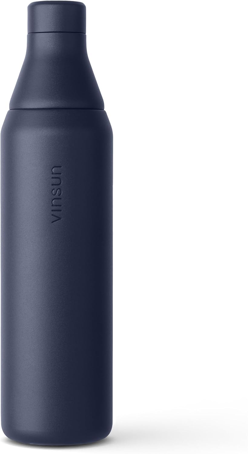 Gourde Isotherme 750ml - Petite Ouverture pour Boire, Grande Ouverture de Remplissage - Bouteille Isotherme Acier Inox, Sans BPA, Reutilisable Bleu Foncé 750 ml