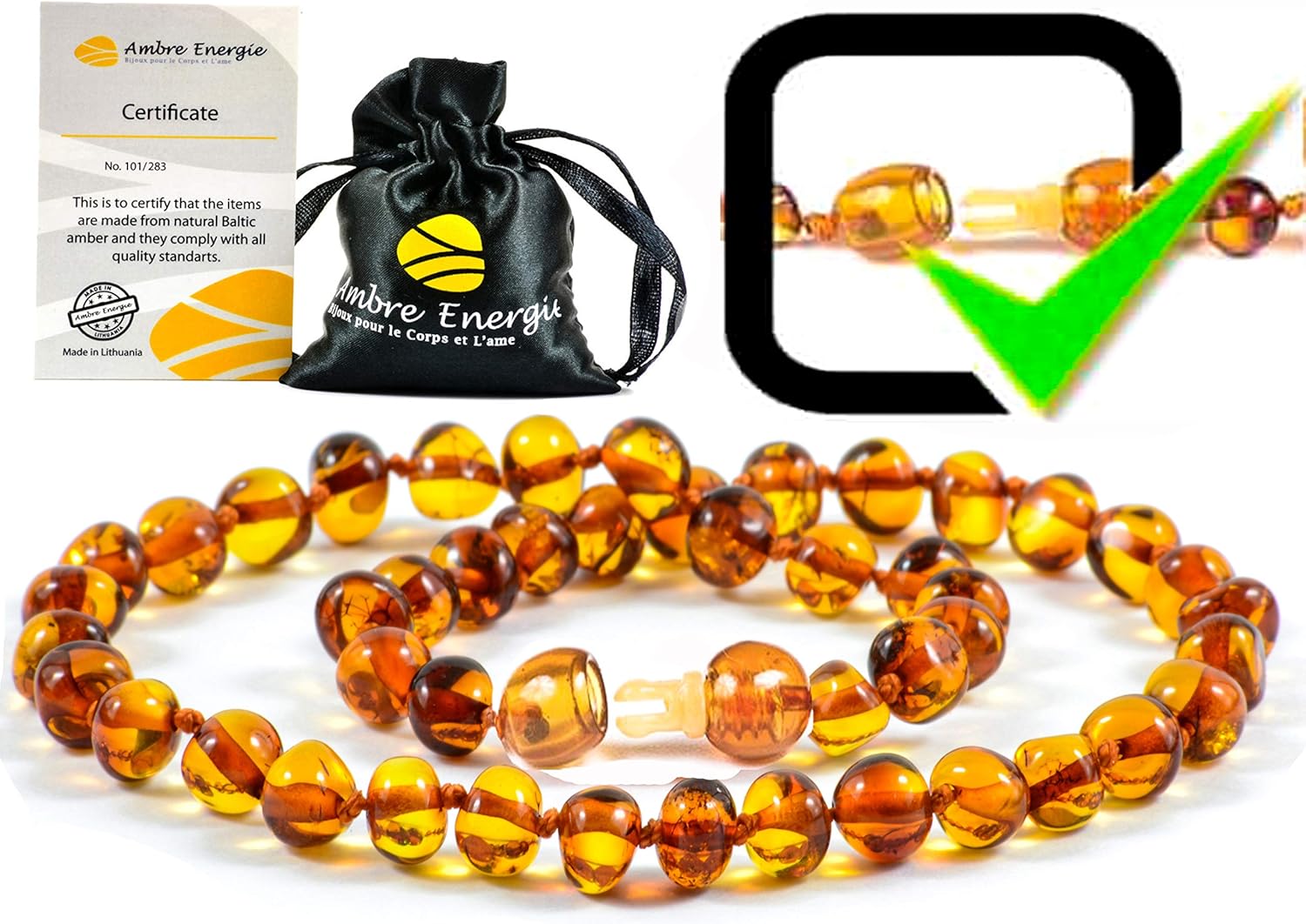 Collier Ambre (Unisex) - veritable Ambre Baltique 33cm.