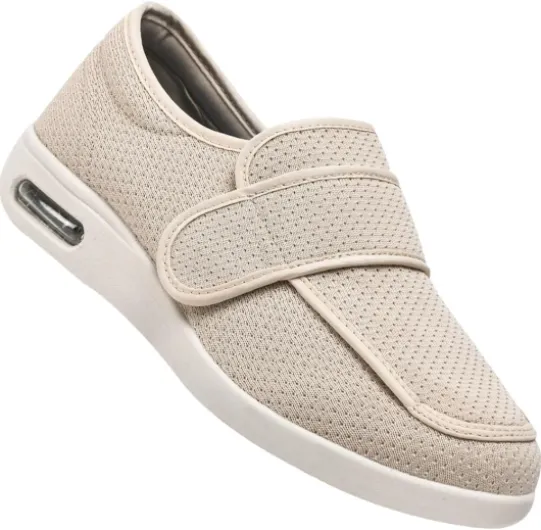 Chaussures pour Pied Gonflé Oedeme Chaussons Elargissement Réglable Respirantes avec Soutien Chaussures de Marche à Enfiler à Coussin d'air pour Femmes (Color : Beige, Size : 40.5 EU) 40.5 EU Beige