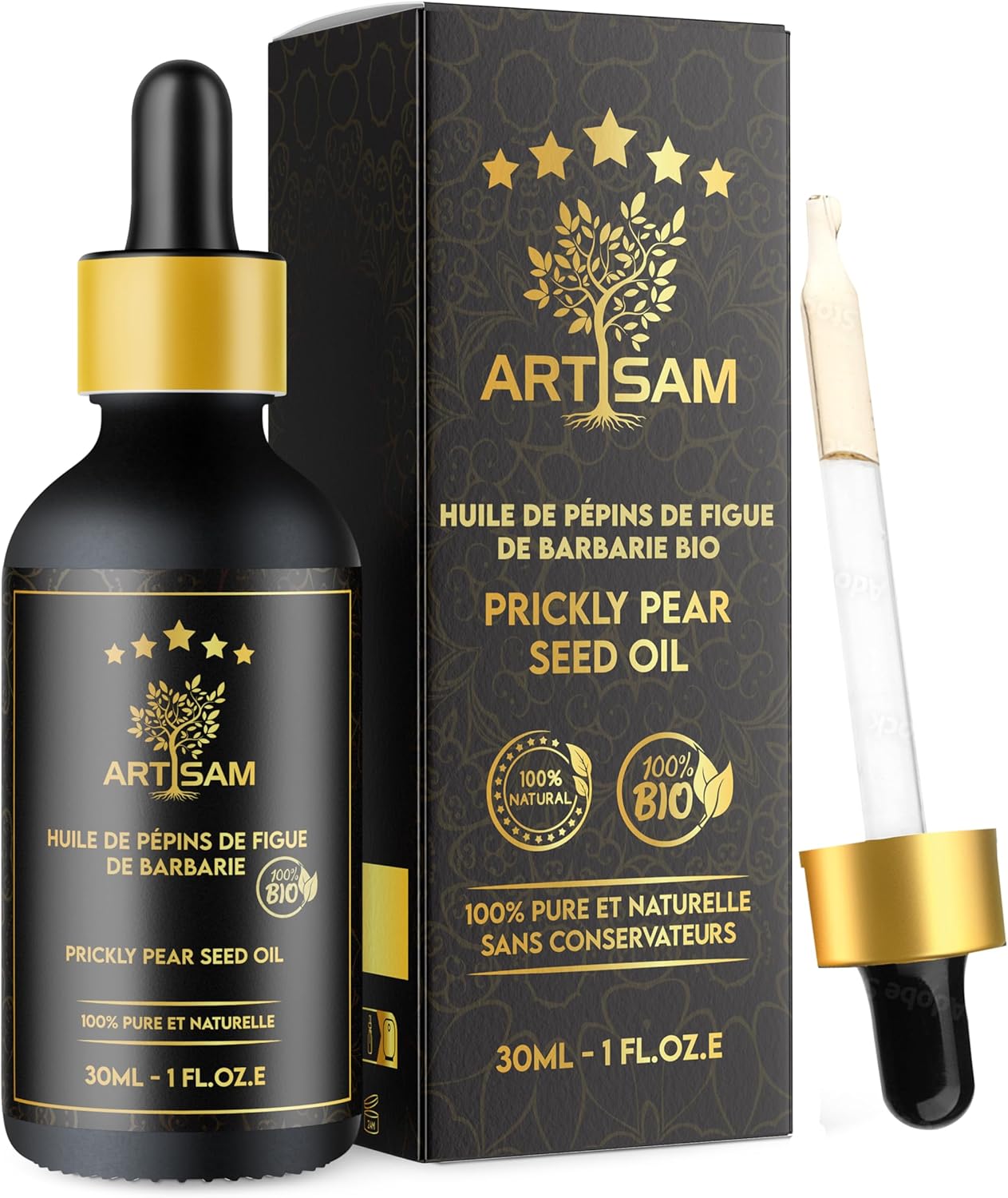 MEILLEURE HUILE ANTI-AGE HUILE DE PÉPINS DE FIGUE DE BARBARIE BIO - Top 1 des soins anti-rides et anti-cernes - Pressé à froid Certifiée 100% Bio Pure et Naturelle - Extra Vierge 30 mL Vegan 30 ml (Lot de 1)