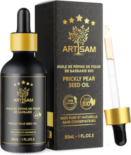 MEILLEURE HUILE ANTI-AGE HUILE DE PÉPINS DE FIGUE DE BARBARIE BIO - Top 1 des soins anti-rides et anti-cernes - Pressé à froid Certifiée 100% Bio Pure et Naturelle - Extra Vierge 30 mL Vegan 30 ml (Lot de 1)
