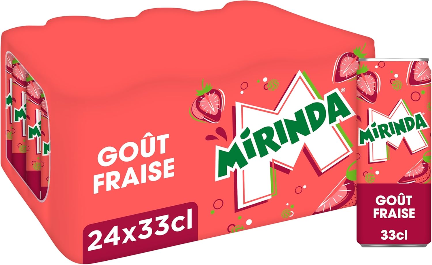 MIRINDA - Soda Saveur Fraise - Canettes - 24x33cL Fraise 33cl (Lot de 24)