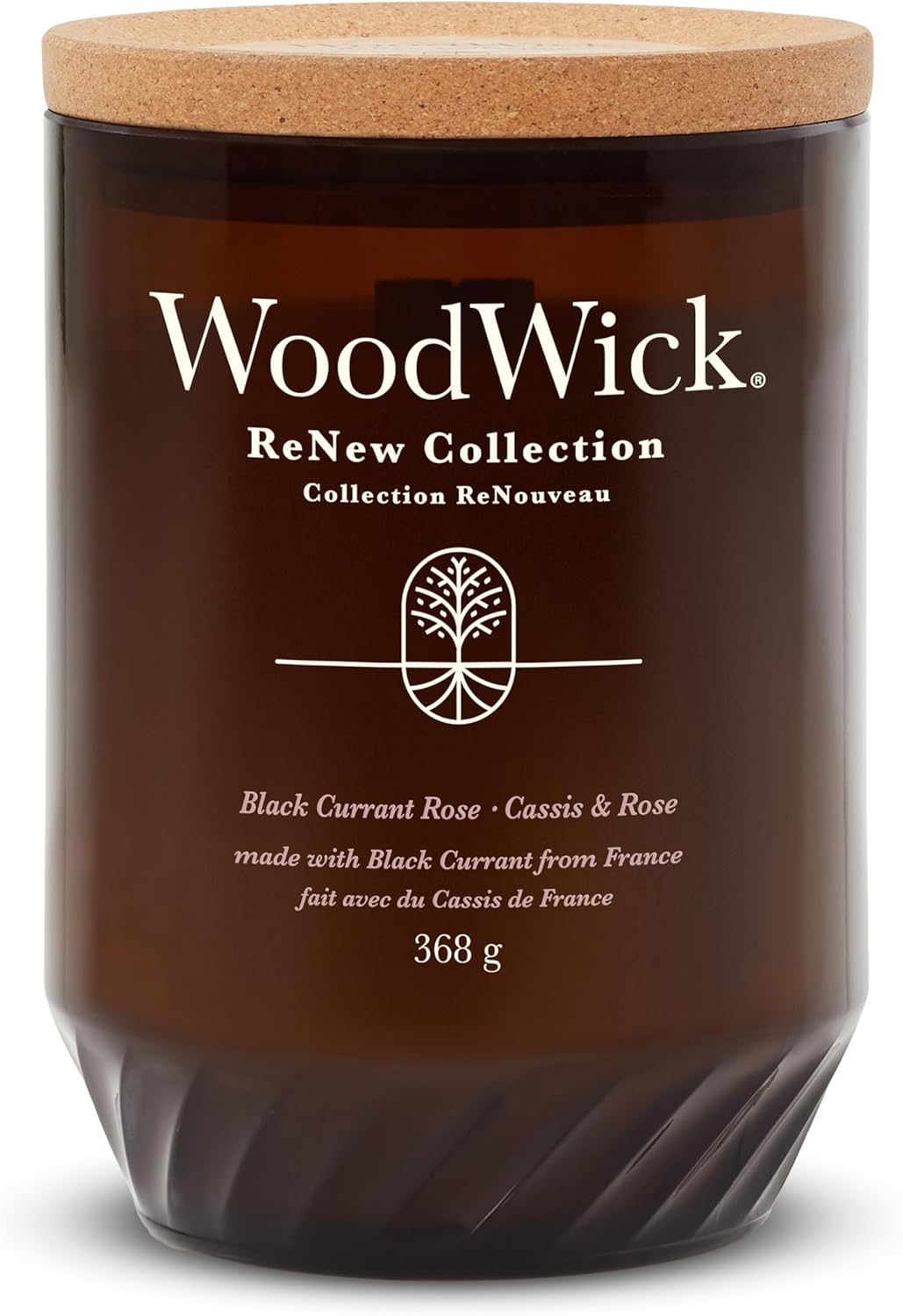 Renew – Grande bougie parfumée avec mèche craquelante - Groseille noire et rose - Mélange de cire de soja et de noix de coco à base de plantes - Fabriquée avec des matériaux recyclés - Cadeau Taille L Groseille Noire et Rose
