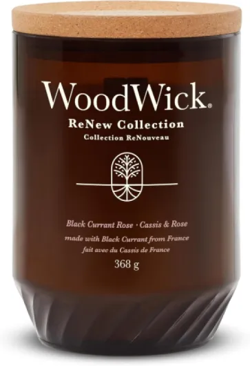 Renew – Grande bougie parfumée avec mèche craquelante - Groseille noire et rose - Mélange de cire de soja et de noix de coco à base de plantes - Fabriquée avec des matériaux recyclés - Cadeau Taille L Groseille Noire et Rose