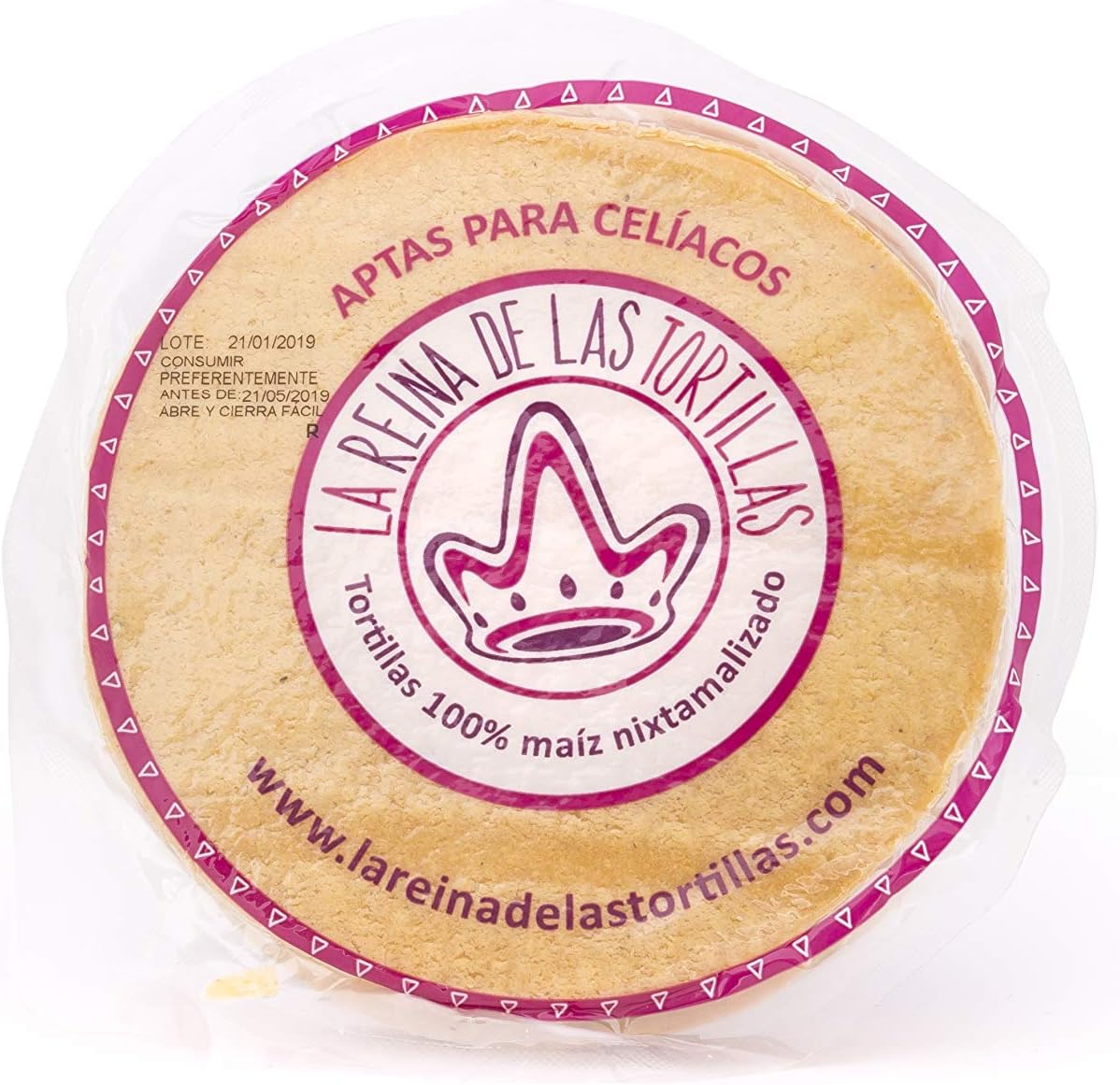 , Tortillas Mexicaines de Maïs Jaune, 100% Nixtamalisées, Sans Gluten, 15cm de Diamètre, 18 Pièces, 500g