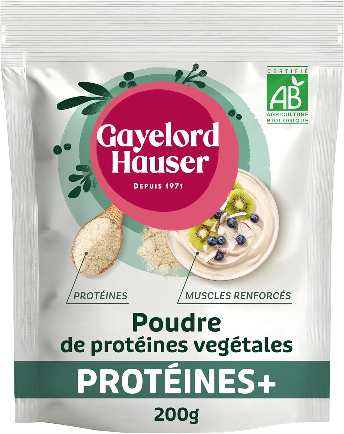 Poudre de Protéines végétales Bio – 2 Cuillères à Soupe - 16 g de Protéines – Adaptée aux Végétaliens – À Mélanger dans Smoothies, Yaourts ou Shaker – 200 g