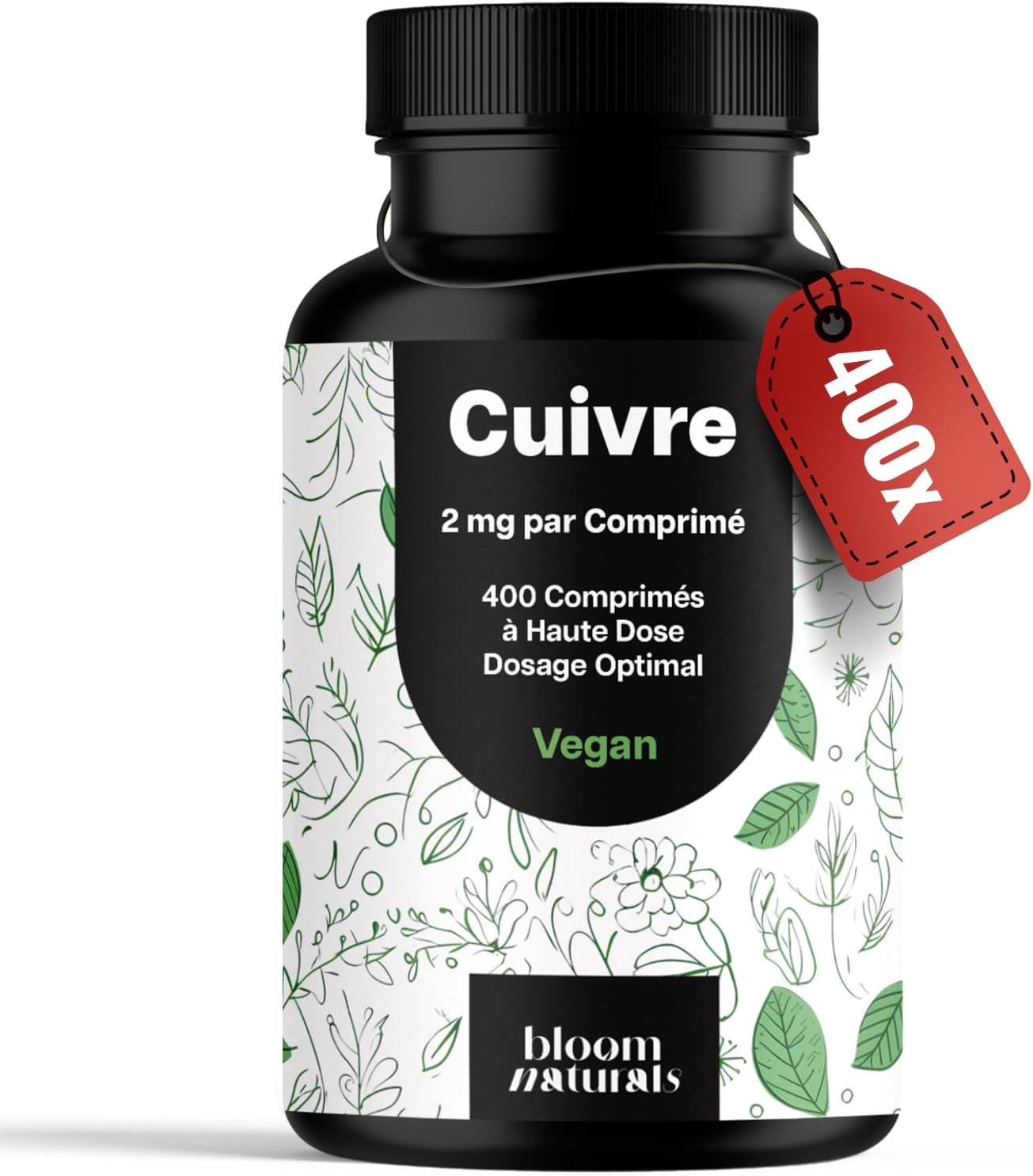 Cuivre Complément Alimentaire - 400 Comprimés - 2 mg par Comprimé, Vegan, Produit en Allemagne