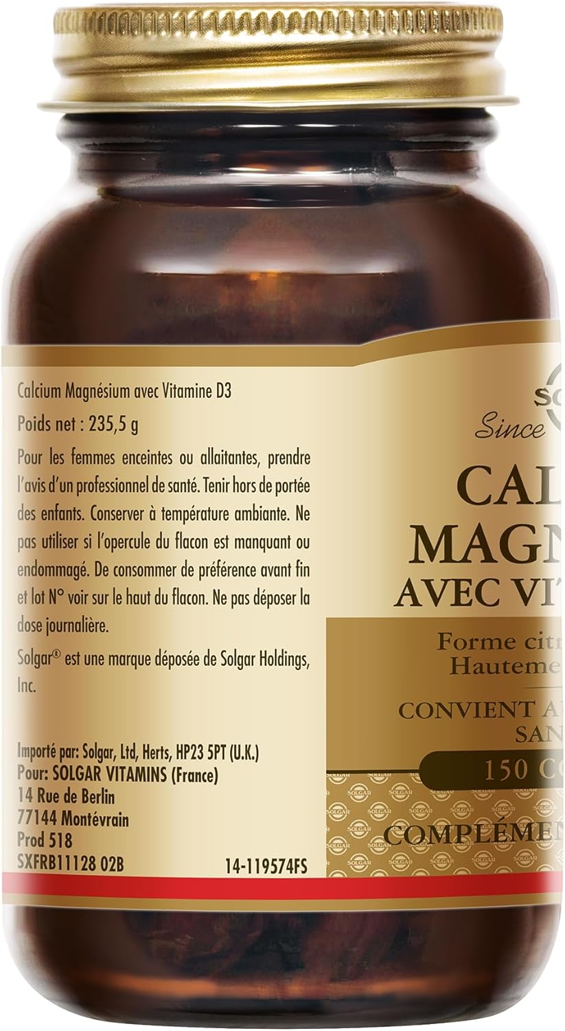 Calcium Magnésium Vitamine D3 - Os et Muscles - Fonction musculaire - Trio essentiel pour les os - Santé des os - Complément Alimentaire - Flacon de 150 comprimés