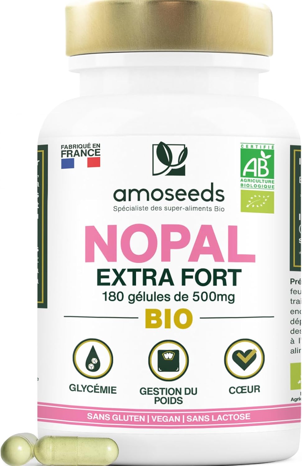 Nopal Bio Extra Fort - Formule Puissante - 180 Gélules Vegan - Qualité Supérieure