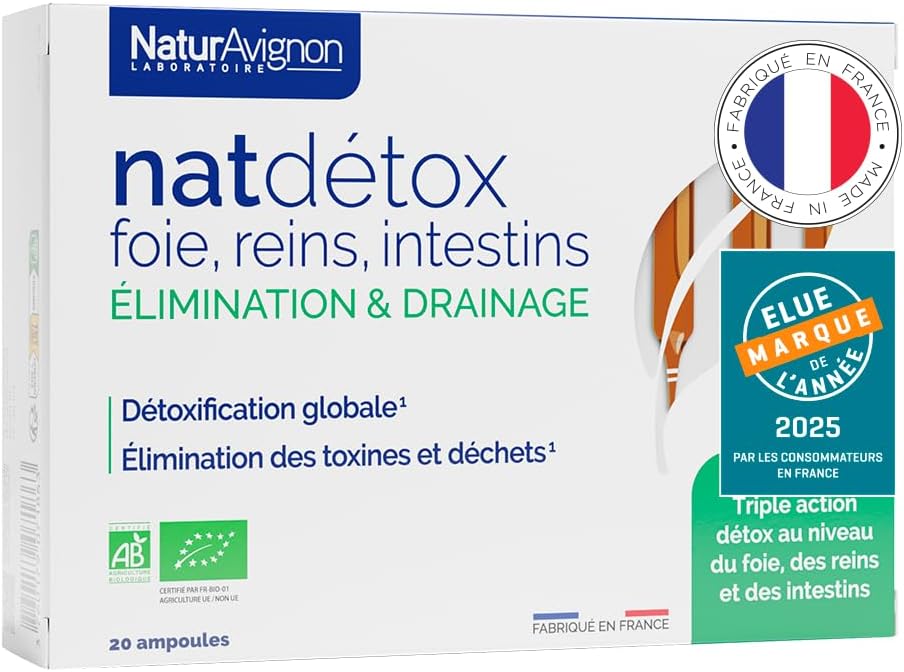 NaturAvignon - Détox Foie Reins Intestins – Complément Alimentaire Puissant & Rapide - Radis Noir, Bouleau, Jus de Citron Bio - Digestion, Drainage, Métabolisme - 20 Ampoules